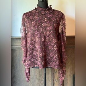 Penelope Rose Floral whimsigoth Long Ruched Sleeve Blouse